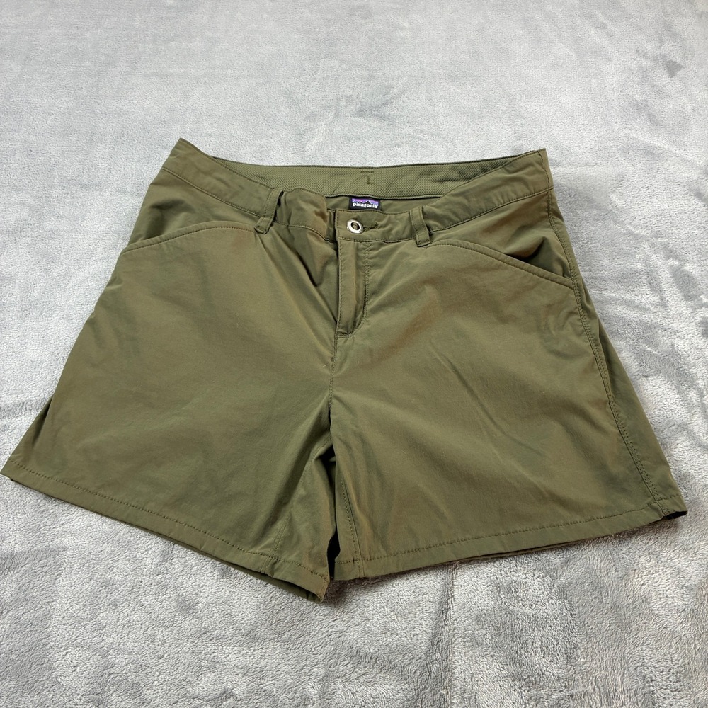 Patagonia Quandary Shorts Women Sz 6 Olive Green Hiking Outdoor Stretch 5 Inseam